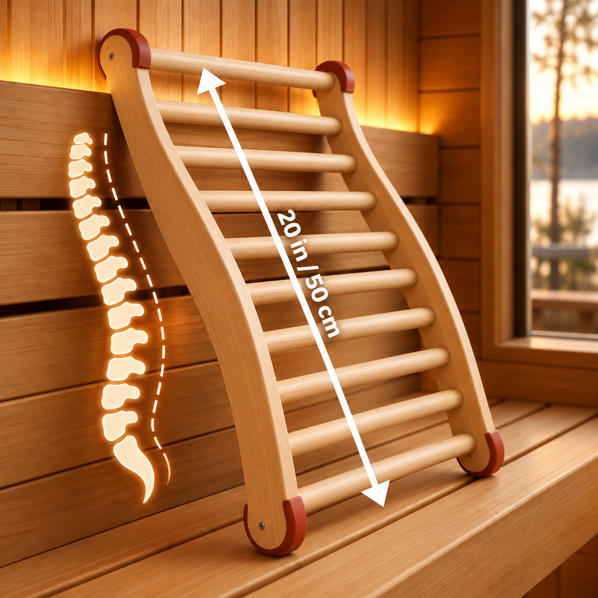 NORDMERE™ Ergonomic Wooden Sauna Backrest