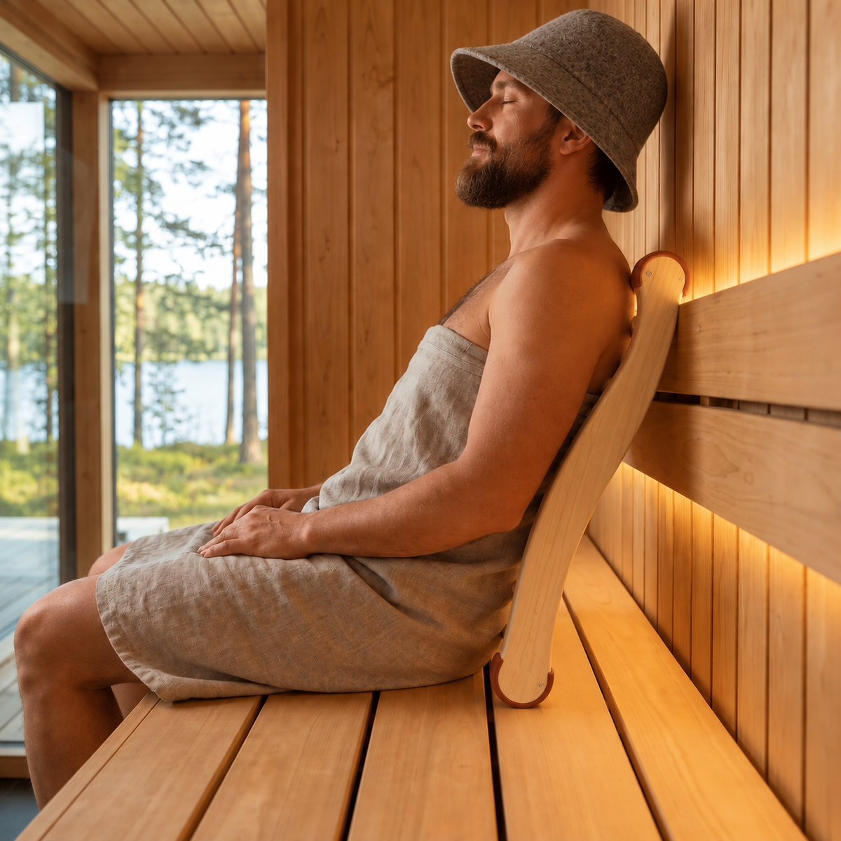 NORDMERE™ Ergonomic Wooden Sauna Backrest